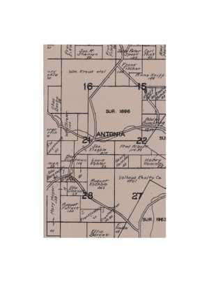 cover of the zine antonia features a map of rural missouri